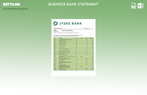 Модерен стил на деловна изјава на Jyske Bank Шаблон Word и PDF